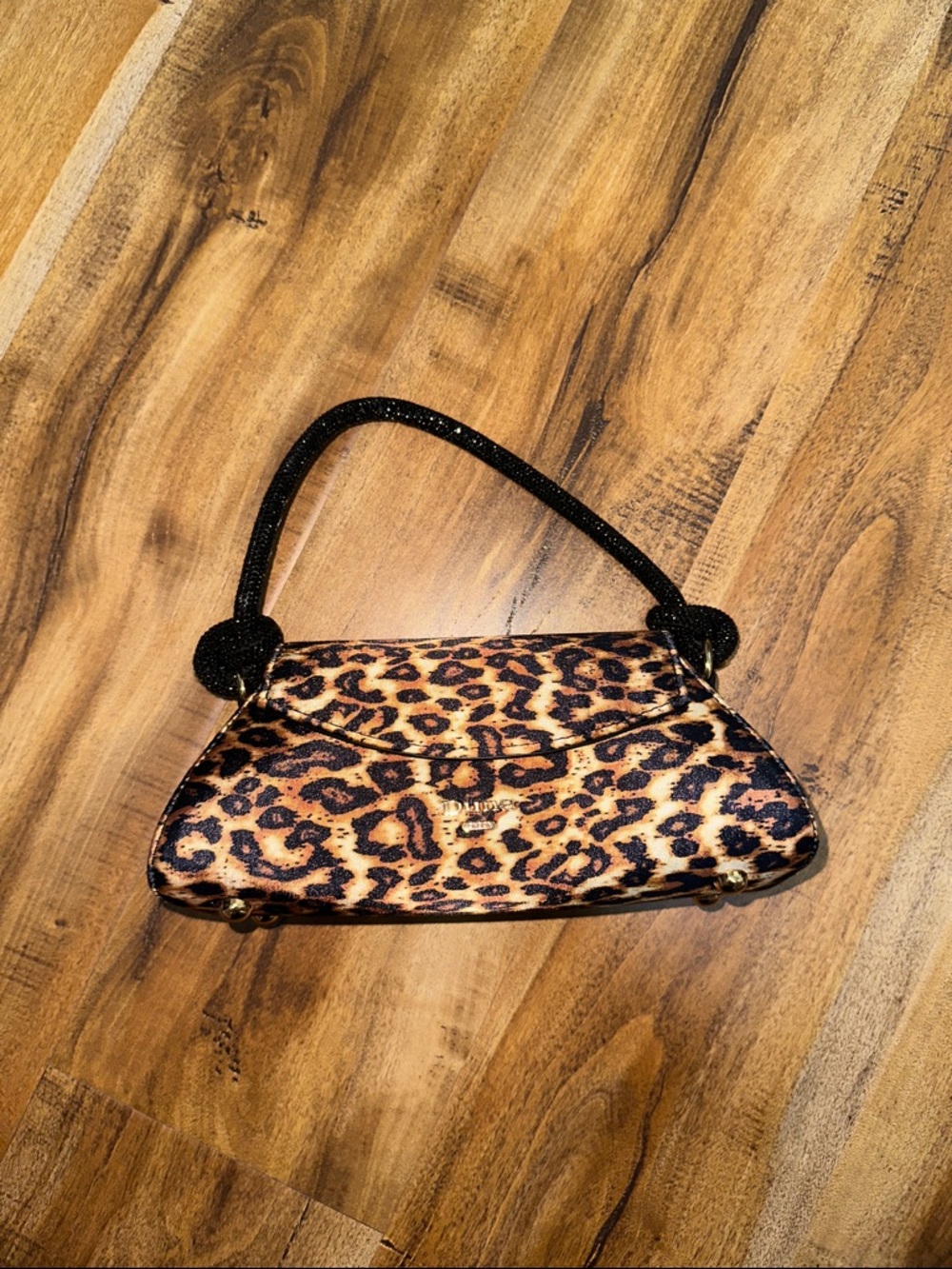 Leopard Print Shoulder Bag - Black Strap